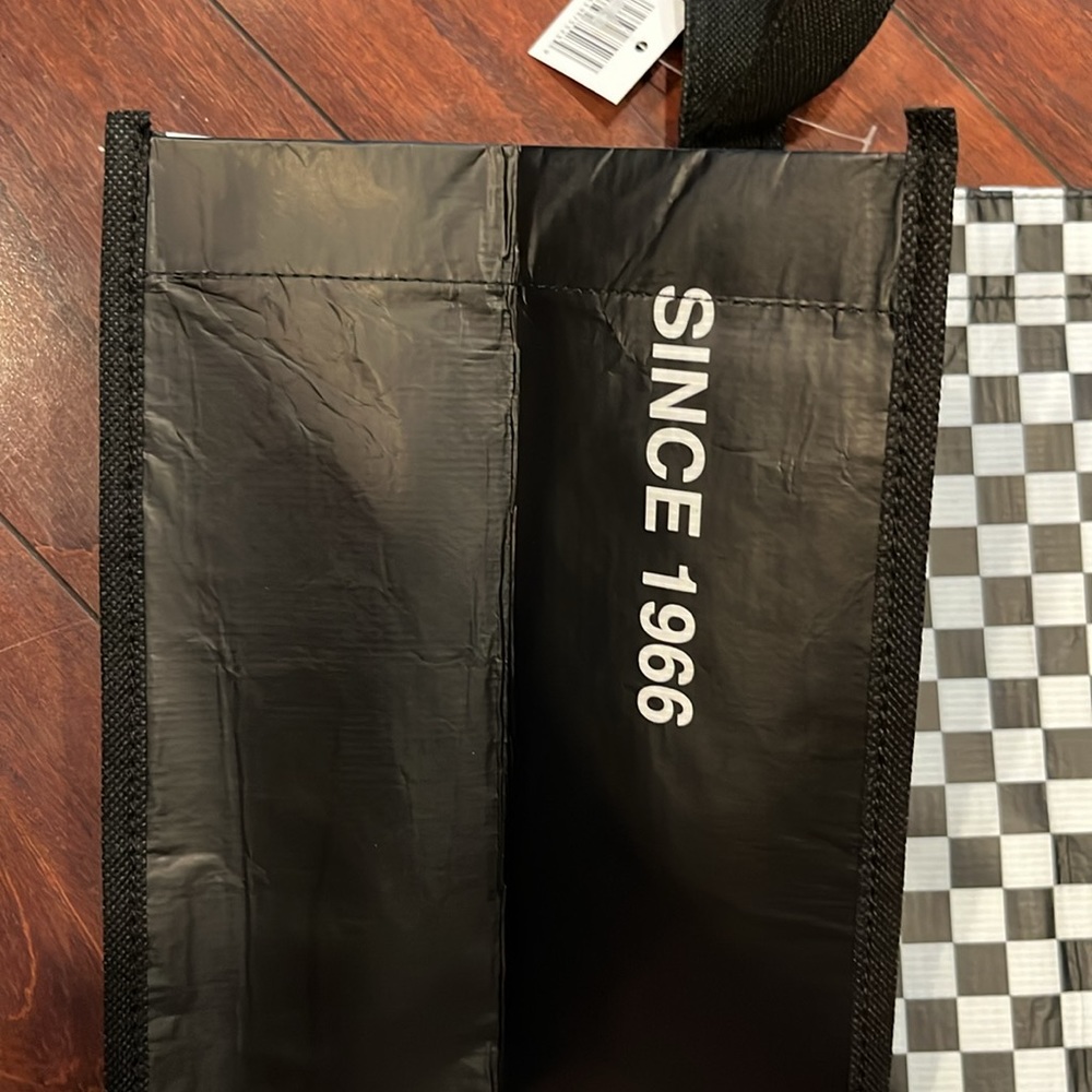 Vans Off The Wall Reusable Large Black White Checkerboard Shopping Tote Bag New - Picture 8 of 16